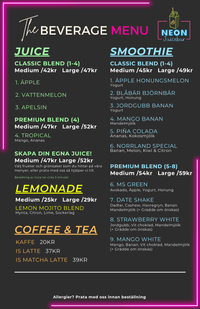 Beverage menu